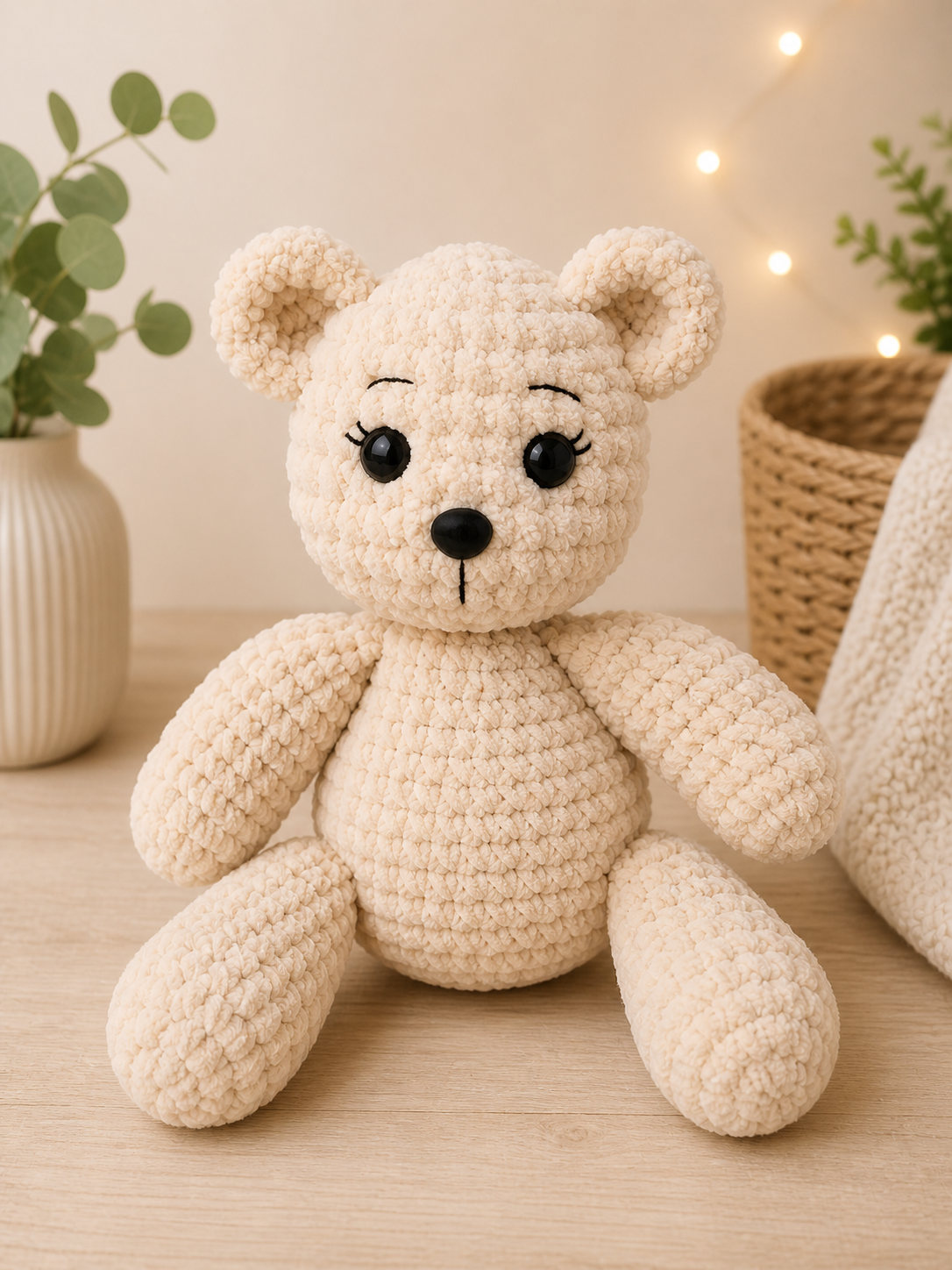 Handmade Crochet Teddy Bear – 40 cm Soft Plush Toy for Kids & Baby Gift