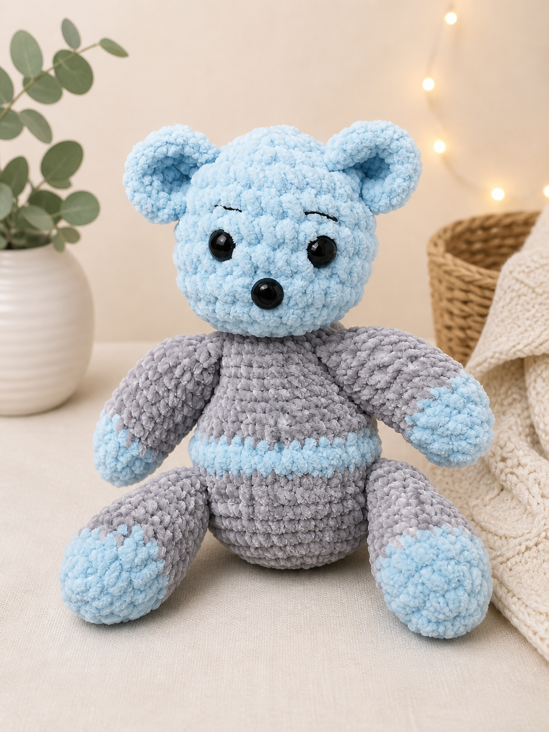 Handmade Crochet Teddy Bear – 40 cm Soft Plush Toy for Kids & Baby Gift
