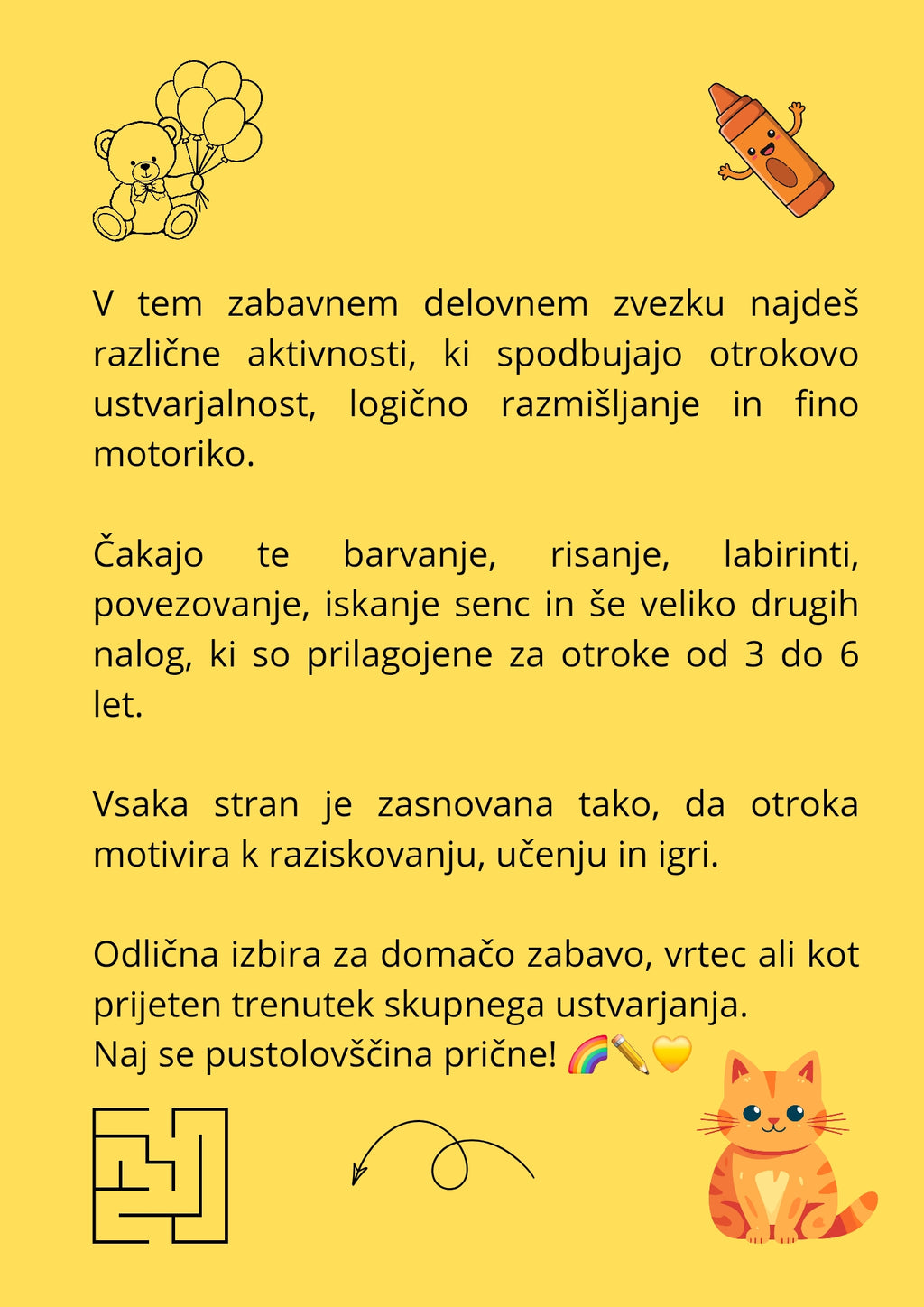 Reši Naloge z Mucom Ninijem – Delovni Zvezek za Otroke 3 do 6 let