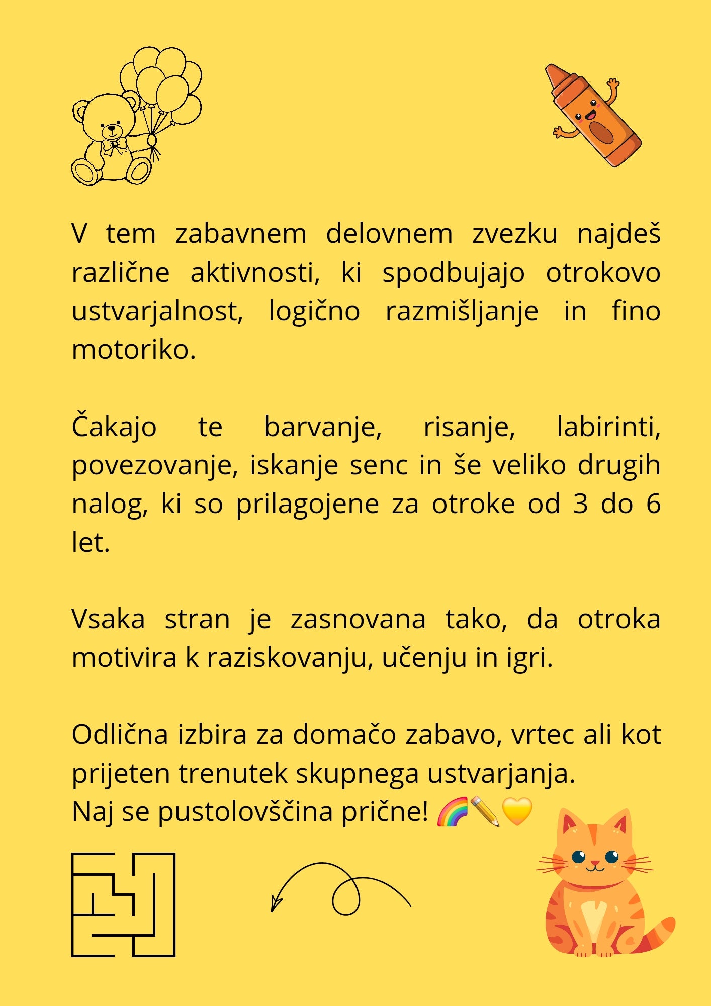 Reši Naloge z Mucom Ninijem – Delovni Zvezek za Otroke 3 do 6 let