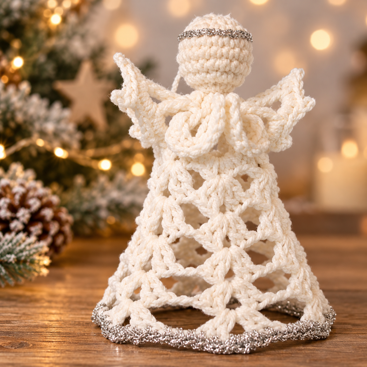 Ročno kvačkan angel – 10 cm
